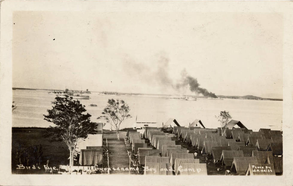 Bird's eye view of Guantánamo Bay and Camp. Collection of Cuban Heritage Collection, University of Miami.